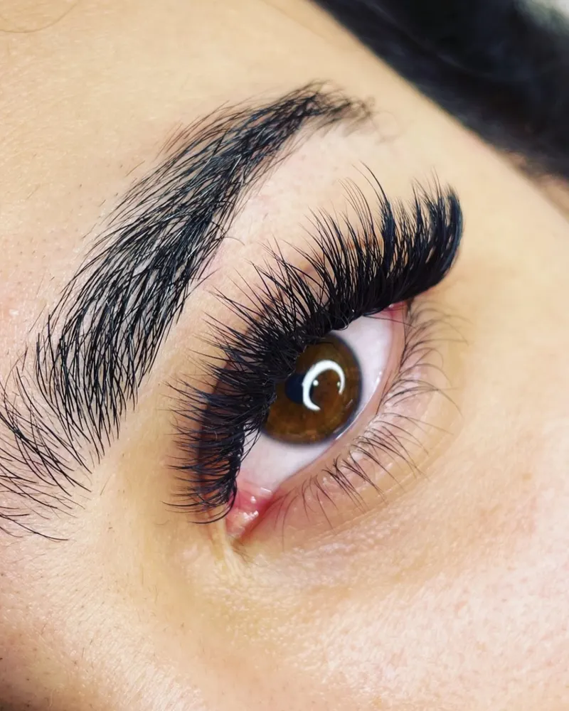 Bold volume lashes with sculpted brows